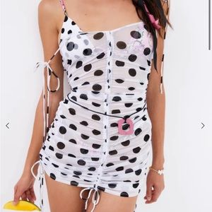 COPY - For Love & Lemons Sheer Polka Dot Rouched Dress